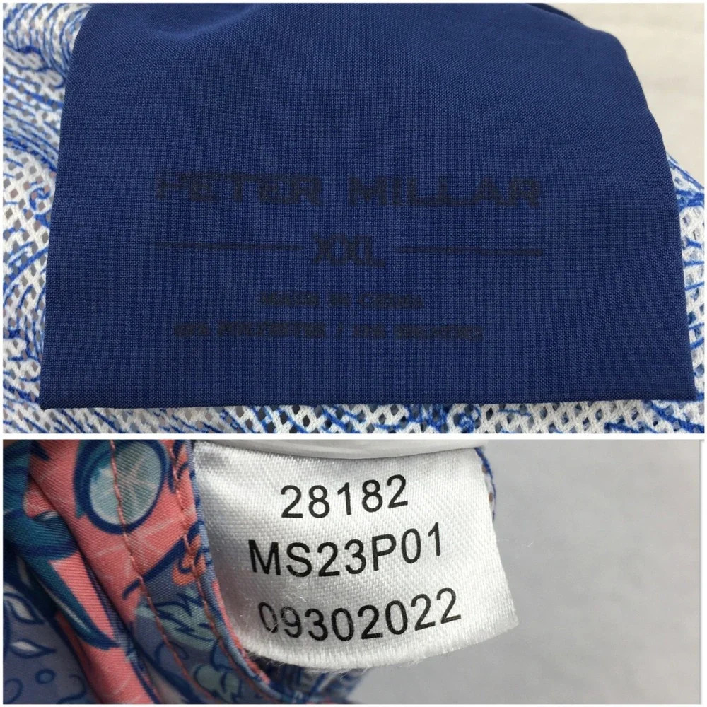 Peter Millar Mens XXL Pink Blue Sugar Skull Tequila Swim Trunks Board Shorts